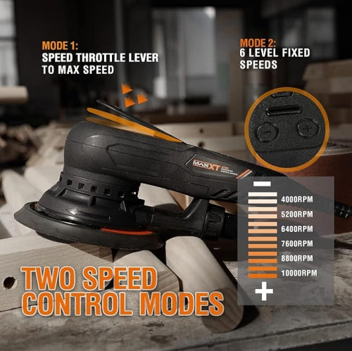 MAXXT Electric 2.5mm Random Orbital Sander Brushless 350W Electric Corded Orbital Sanders Machine with Sanding Paper for Woodworking