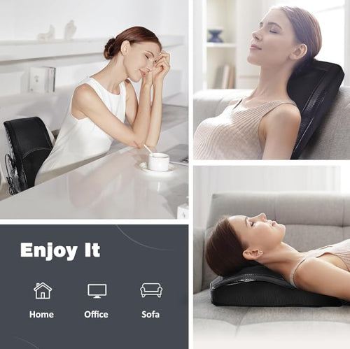 OMASSA Shiatsu Back & Neck Massager with Heat – 3D Deep-Kneading Massage Pillow
