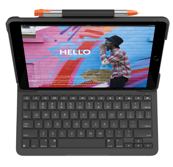 Open Box - Logitech Slim Folio Keyboard Case for iPad (9th/8th/7th Gen) - Black