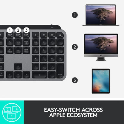 Open Box - Logitech MX Keys Bluetooth Backlit Keyboard for Mac - Space Grey