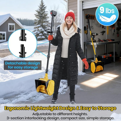 Cordless Snow Shovel, 12''Brushless Electric Snow Blower, 21V 4.0Ah Battery Powered Snow Blower with 46FT Throwing Distance