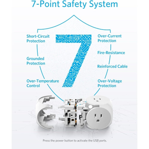 Anker Power Strip with USB, 8 ft Extension Cord, PowerPort Cube USB with 3 Outlets and 3 USB Ports - White