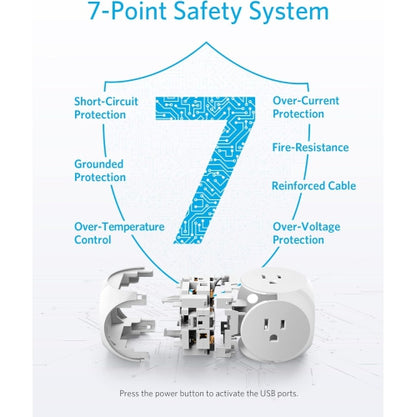 Anker Power Strip with USB, 8 ft Extension Cord, PowerPort Cube USB with 3 Outlets and 3 USB Ports - White