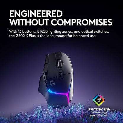 Logitech G502 X PLUS 25000 DPI Wireless Optical Gaming Mouse - Black
