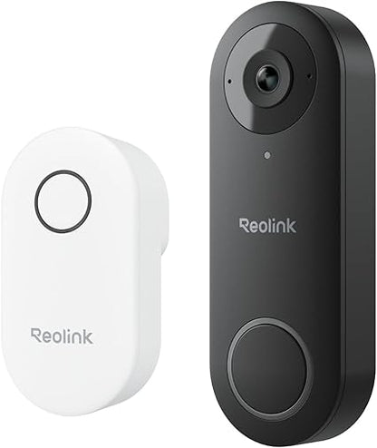 REOLINK Video Doorbell Camera WiFi, 2K Wired Doorbell Camera for Home Security, 2.4/5GHz WiFi, 180° Diagonal, Smart Detection, microSD Card/Cloud Storage, Indoor/Outdoor Surveillance (Chime Included)