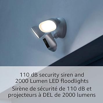Ring Floodlight Cam Wired Pro with Bird’s Eye View and 3D Motion Detection, White