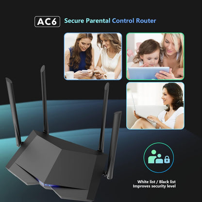 Tenda AC1200 WiFi Router, Dual Band Wireless Router 4 x 100 Mbps Ethernet Ports, Supports APP, Guest WiFi, Access Point Mode, IPv6, Parental Control(AC6)