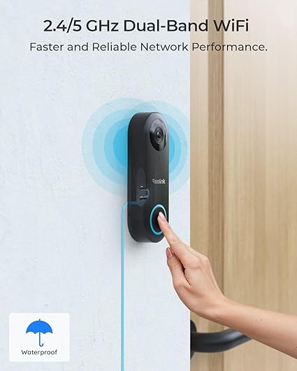 REOLINK Video Doorbell Camera WiFi, 2K Wired Doorbell Camera for Home Security, 2.4/5GHz WiFi, 180° Diagonal, Smart Detection, microSD Card/Cloud Storage, Indoor/Outdoor Surveillance (Chime Included)
