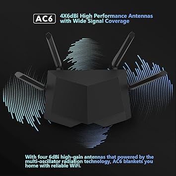 Tenda AC1200 WiFi Router, Dual Band Wireless Router 4 x 100 Mbps Ethernet Ports, Supports APP, Guest WiFi, Access Point Mode, IPv6, Parental Control(AC6)