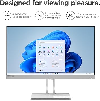 Lenovo L22e-40 Monitor, 21.45” FullHD Resolution, 250 nits Brightness, 75Hz Refresh Rate, AMD FreeSync, HDMI and VGA Ports - Cloud Grey