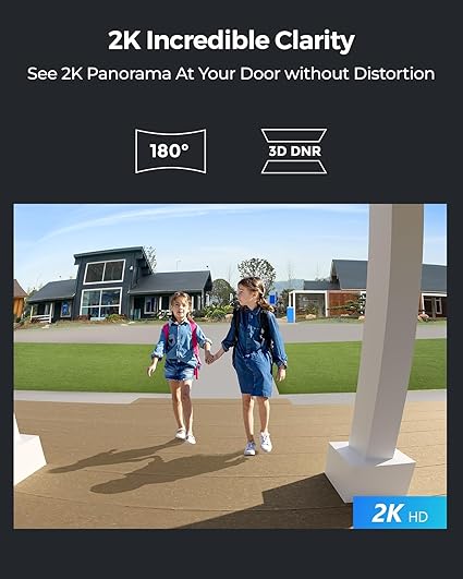 REOLINK Video Doorbell Camera WiFi, 2K Wired Doorbell Camera for Home Security, 2.4/5GHz WiFi, 180° Diagonal, Smart Detection, microSD Card/Cloud Storage, Indoor/Outdoor Surveillance (Chime Included)
