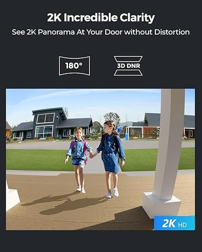 REOLINK Video Doorbell Camera WiFi, 2K Wired Doorbell Camera for Home Security, 2.4/5GHz WiFi, 180° Diagonal, Smart Detection, microSD Card/Cloud Storage, Indoor/Outdoor Surveillance (Chime Included)