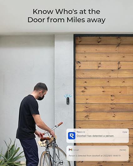 REOLINK Video Doorbell Camera WiFi, 2K Wired Doorbell Camera for Home Security, 2.4/5GHz WiFi, 180° Diagonal, Smart Detection, microSD Card/Cloud Storage, Indoor/Outdoor Surveillance (Chime Included)