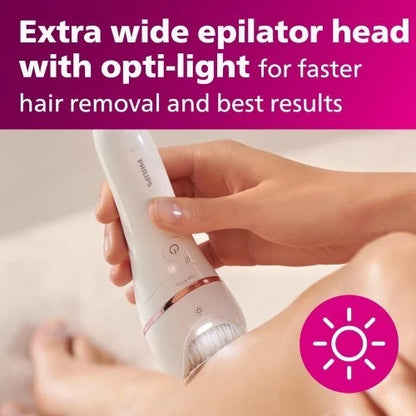 Philips Series 8000 Rechargeable Electric Epilator - White (BRE700/04)